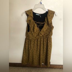 Ruffled Brown Patterned Day Dress